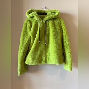 Lime Green Faux Fur Hooded Jacket